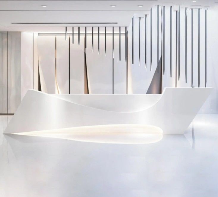 Escritorio de recepción moderno, salón de belleza, recepción, mostrador de spa personalizado para compañía.