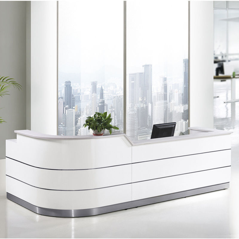 Escritorio de recepción de lujo de color blanco Escritorio de recepción de superficie sólida de escritorio moderno Muebles de recepción