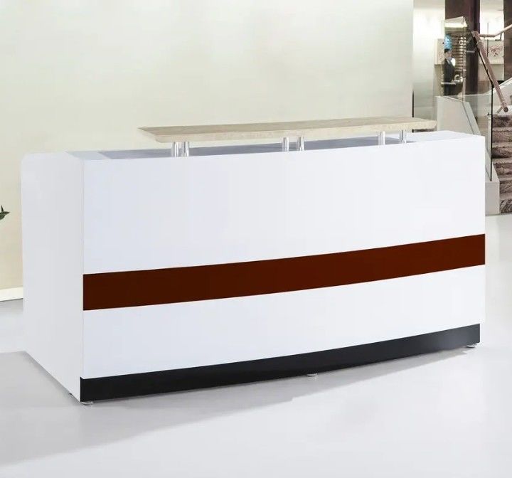 Venta caliente Tamaño personalizado Sencillo Gran Diseño Hotel Escritorio de la recepción Blanco Mesa de la recepción Escritorio del salón de belleza Moderno
