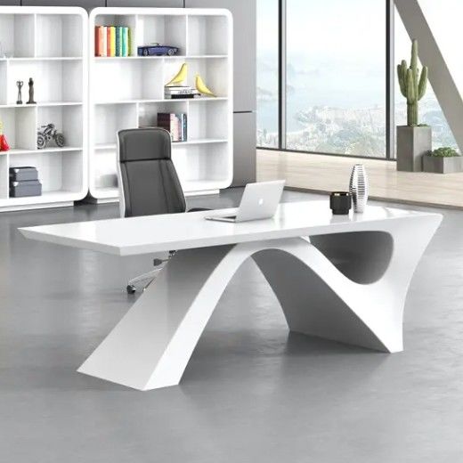 Pintura blanca simple y moderna escritorio ejecutivo jefe mesa de escritorio muebles de oficina luz lujo presidente gerente jefe mesa
