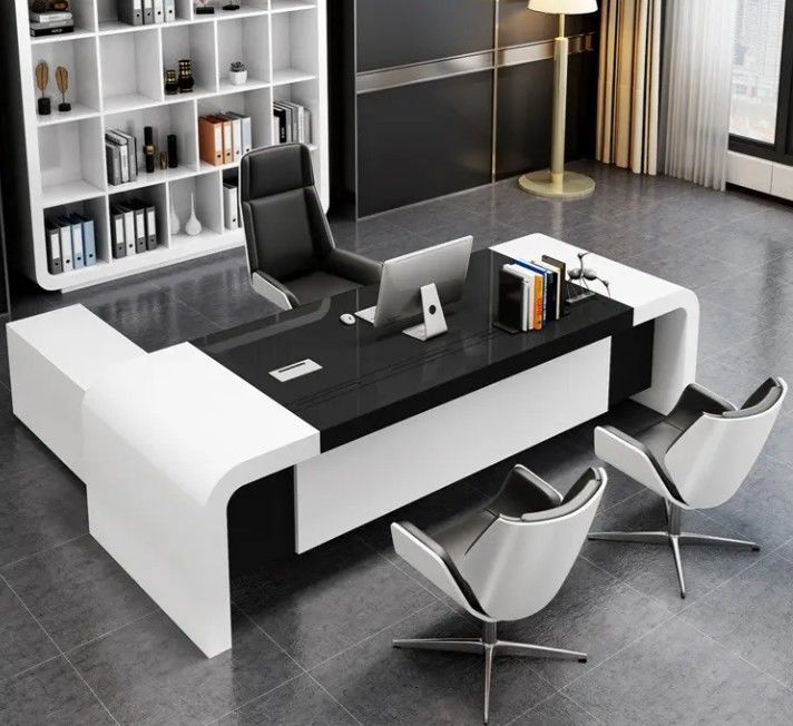 Moderna Mesa en forma de L Jefe Alta Tecnología Oficina Escritorio de Computadora Escritorio Ejecutivo Oficina Estación de trabajo Diseño simple
